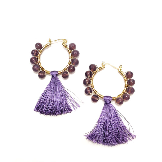 Glass Bead Wrapped Metal Frame Earring