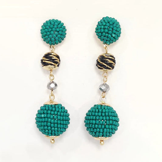 Thread & Seed Bead Wrapped Earring